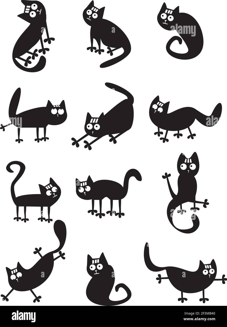 Satz von schwarze Katze Silhouetten Stock Vektor