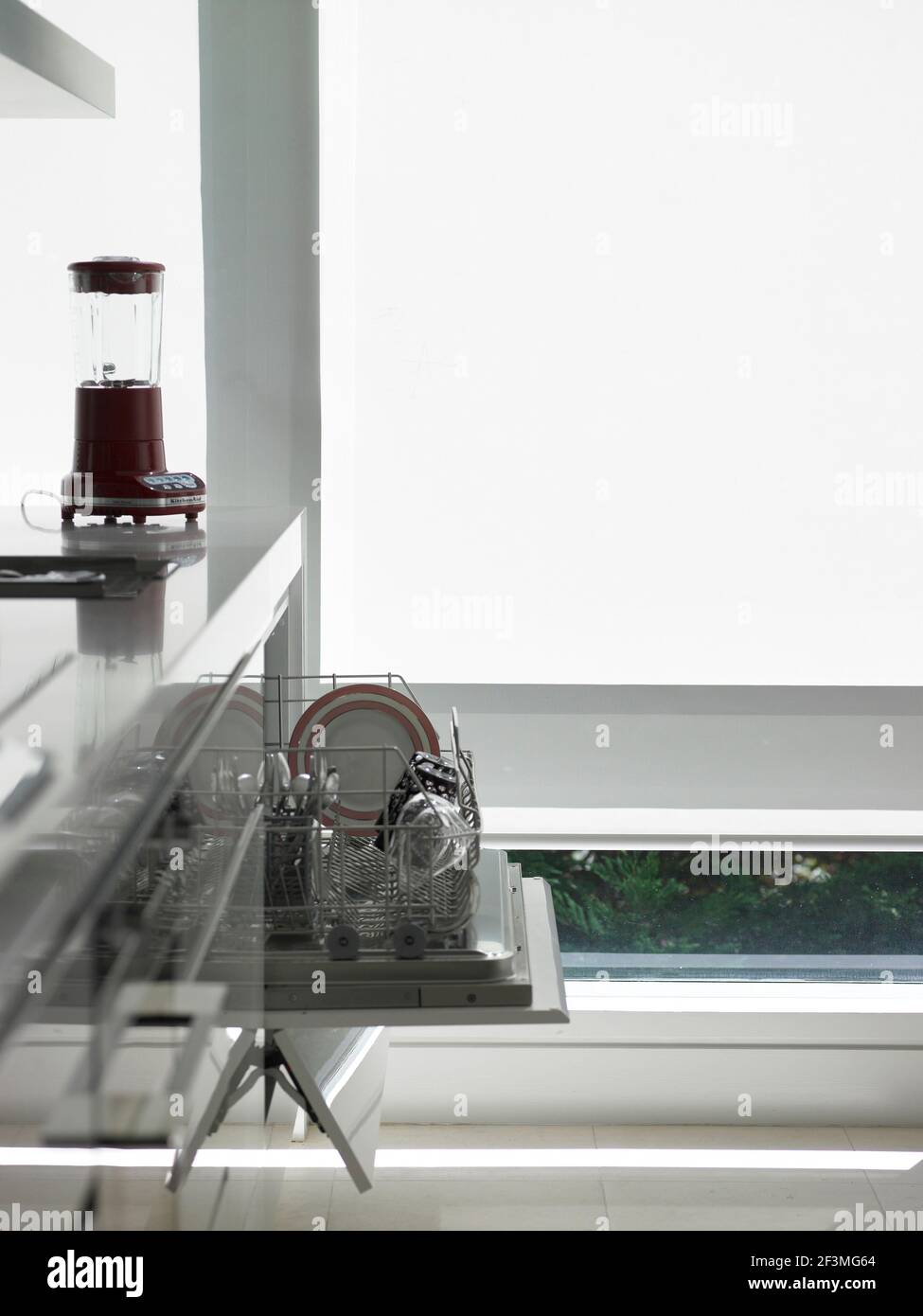 Offene Spülmaschine in der Küche des Wohnhauses, Australien Stockfoto