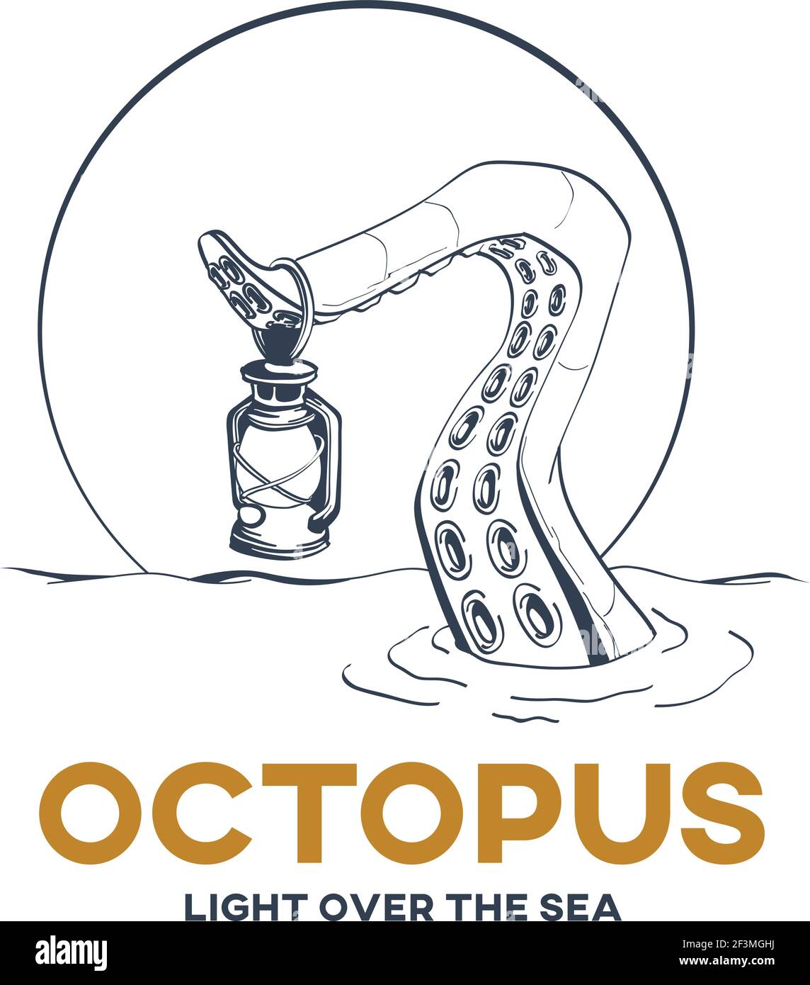 Octopus, Licht über dem Meer Stock Vektor