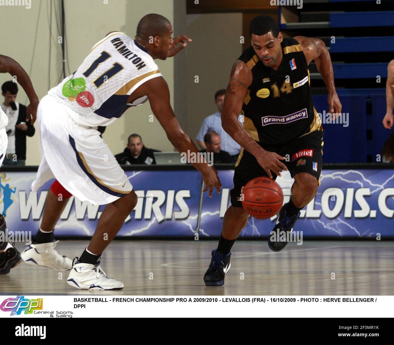 BASKETBALL - FRANZÖSISCHE MEISTERSCHAFT PRO A 2009/2010 - LEVALLOIS (FRA) - 16/10/2009 - FOTO : HERVE BELLENGER / DPPI LEVALLOIS V NANCY -RICARDO GREER (NANCY) Stockfoto