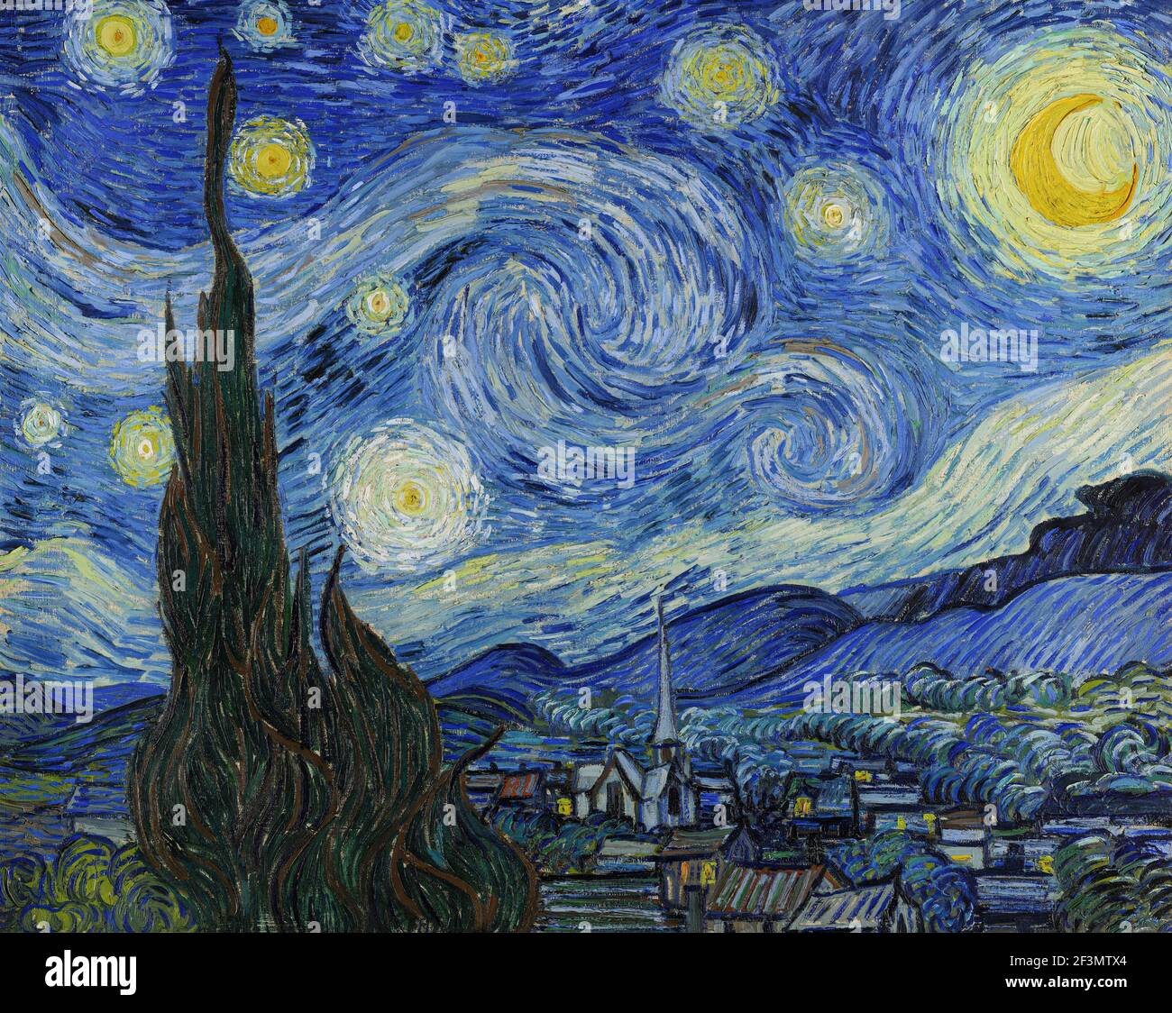 Vincent van Gogh, (1853-1890) die Sternennacht, 1889, Öl auf Leinwand. Museum of Modern Art, New York City. Stockfoto