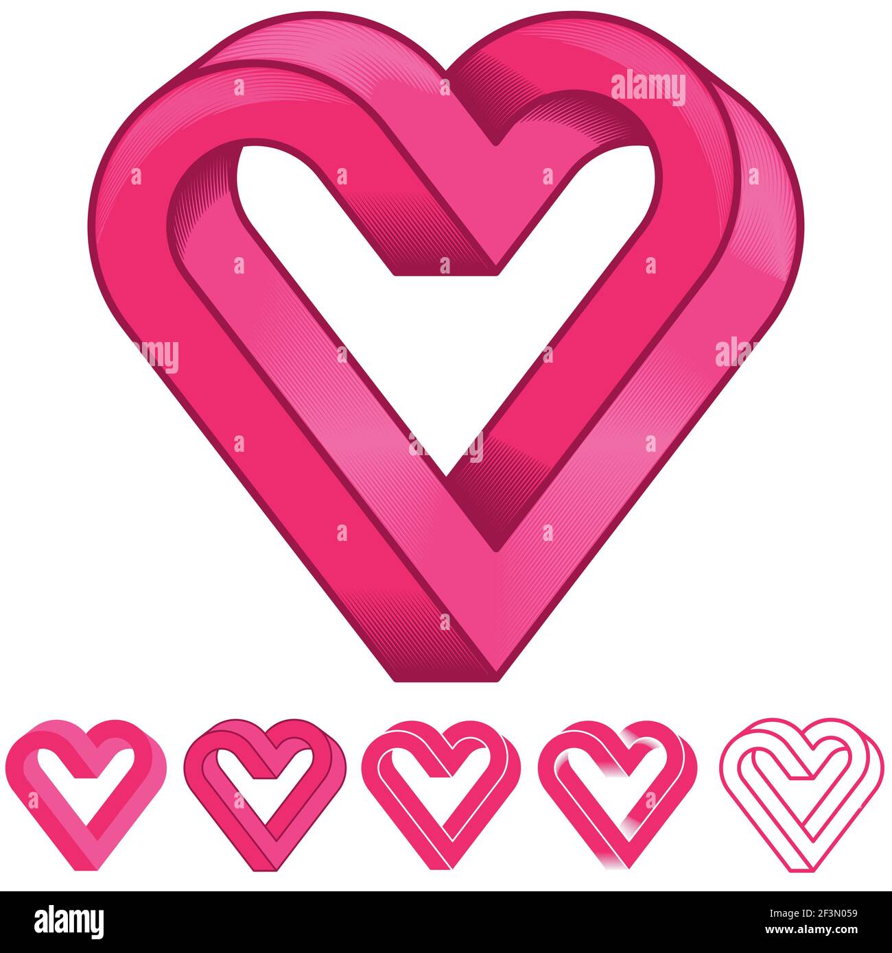 vektor-Design der unmöglichen Geometrie Figur mit Herzform, 3D Herz-Symbol Stock Vektor