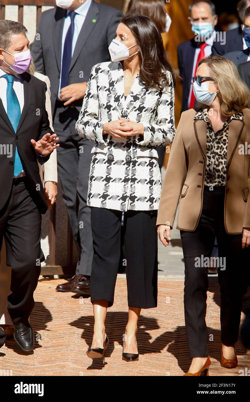 Königin Letizia nimmt am 17th. März 2021 an dem ‘Princess of Girona Foundation Award 2021’ in der Kategorie Business in der königlichen Stiftung des Victoria Macho Hauses in Toledo, Spanien, Teil. Foto von Archie Andrews/ABACAPRESS.COM Stockfoto