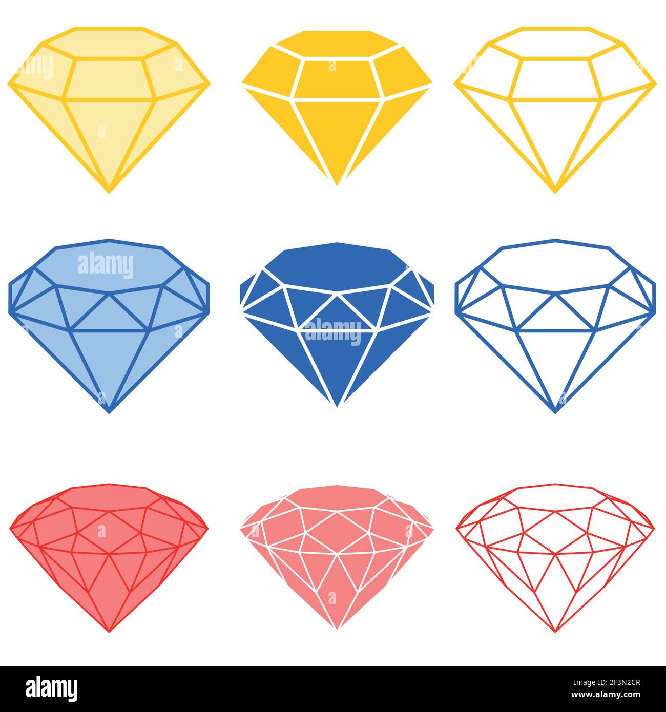 Vektor-Illustration Diamanten und Edelsteine, Edelsteine, alle auf weißem Hintergrund Stock Vektor