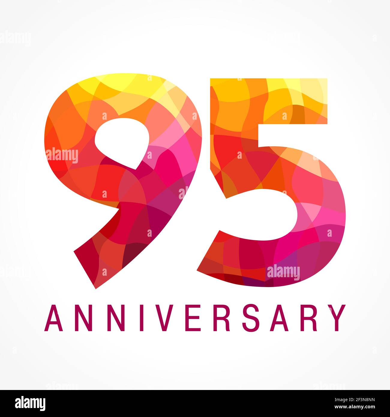 95 Jahre alt feiert feuriges Logo. Jubiläumsjahr 95. Facettengrütze ...