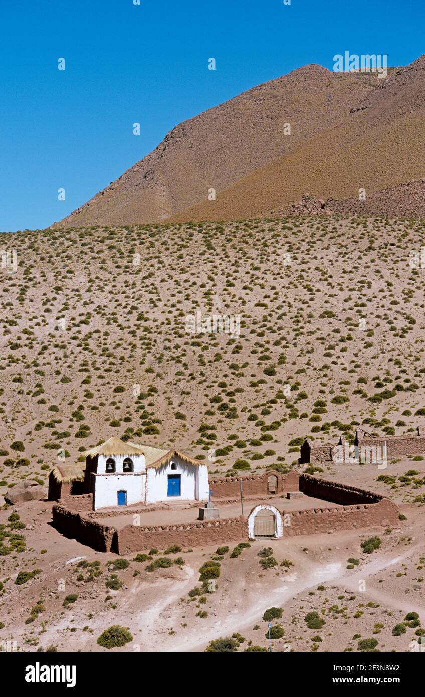 Die Atacama Wüste ist ein Plateau in Südamerika. Es ist die zweittrockenste Wüste der Welt und umfasst 70.000 Quadratmeilen. Stockfoto