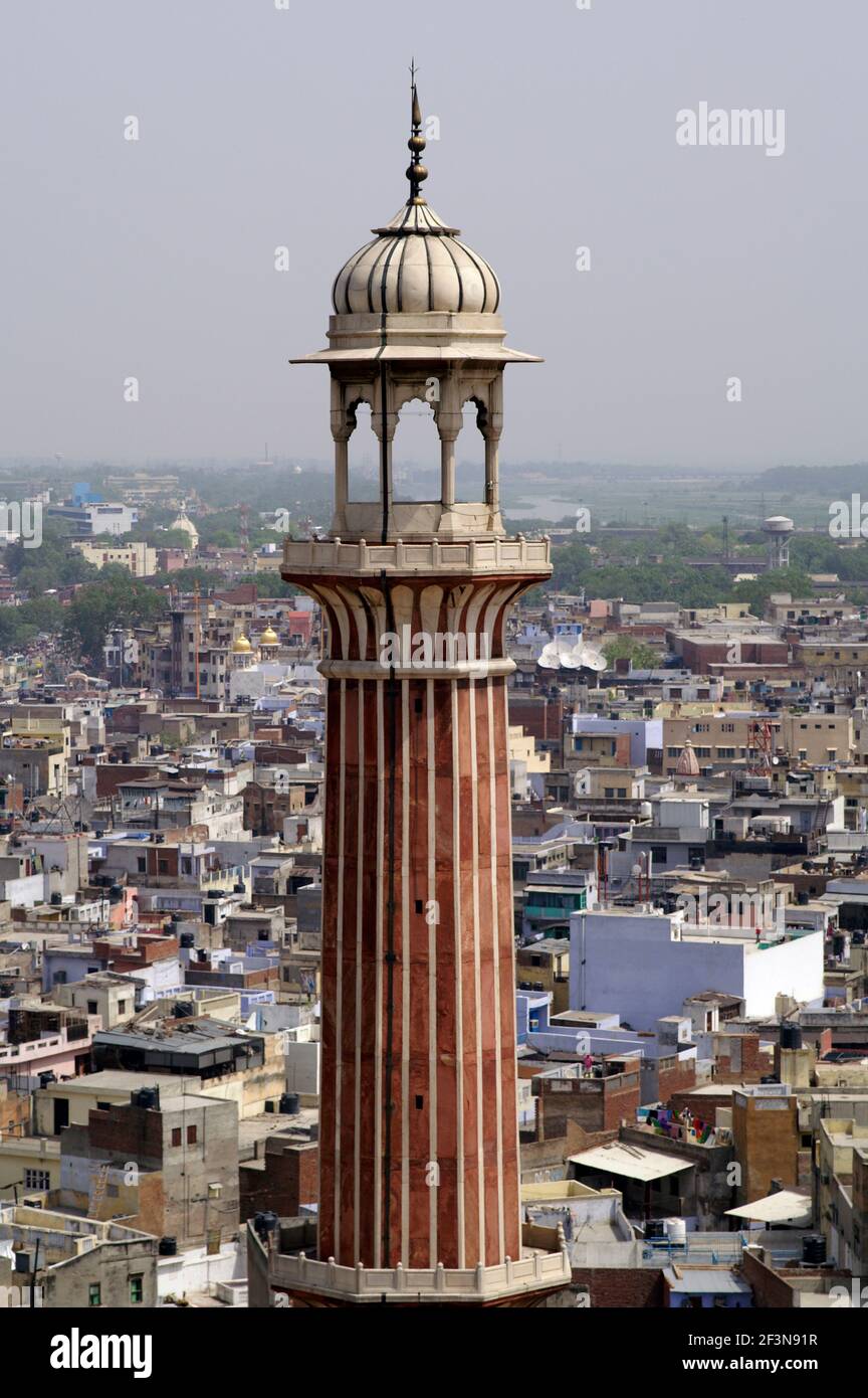 Die Jami Masjid ist die wichtigste Moschee von Alt-Delhi im Jahr 1656 n. Chr. abgeschlossen. Es ist die größte Moschee in Indien in Old Delhi Stadt in Chandni Cho Stockfoto