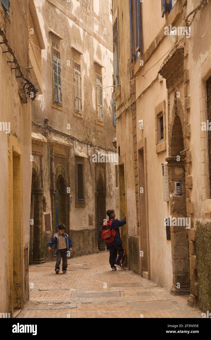 Die nördliche Medina ist ein Netz von engen Wohnstraßen in der Altstadt von Marrakesch, voller historischer Gebäude. Aufnahmedatum 29,5,2009 Stockfoto