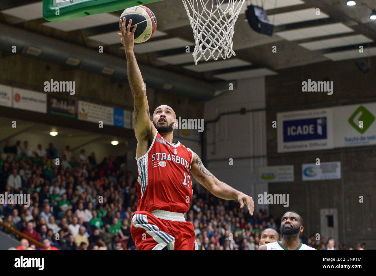 David Logan von SIG Strasbourg während der französischen Meisterschaft Pro EIN Basketballspiel zwischen Nanterre 92 und SIG Strasbourg am 30. Oktober 2017 im Palais des Sports Maurice Thorez in Nanterre, Frankreich - Foto I-HARIS / DPPI Stockfoto