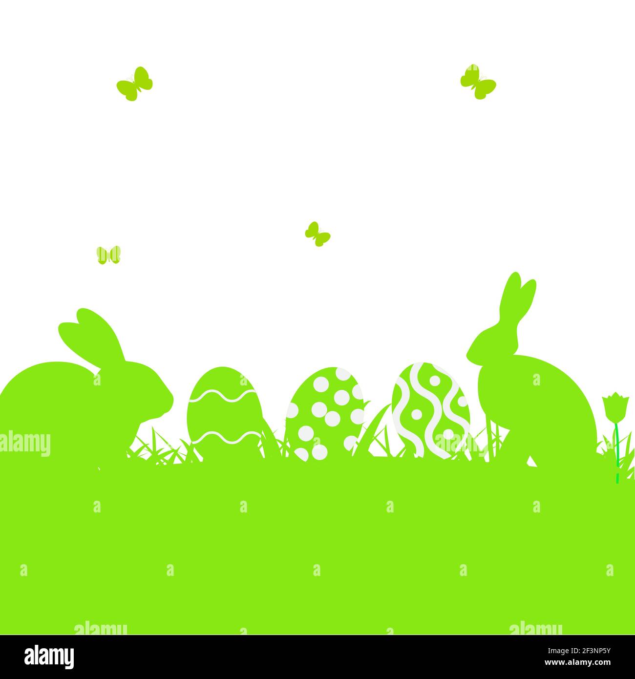 Osterposter mit Kaninchen und Gras Stock Vektor