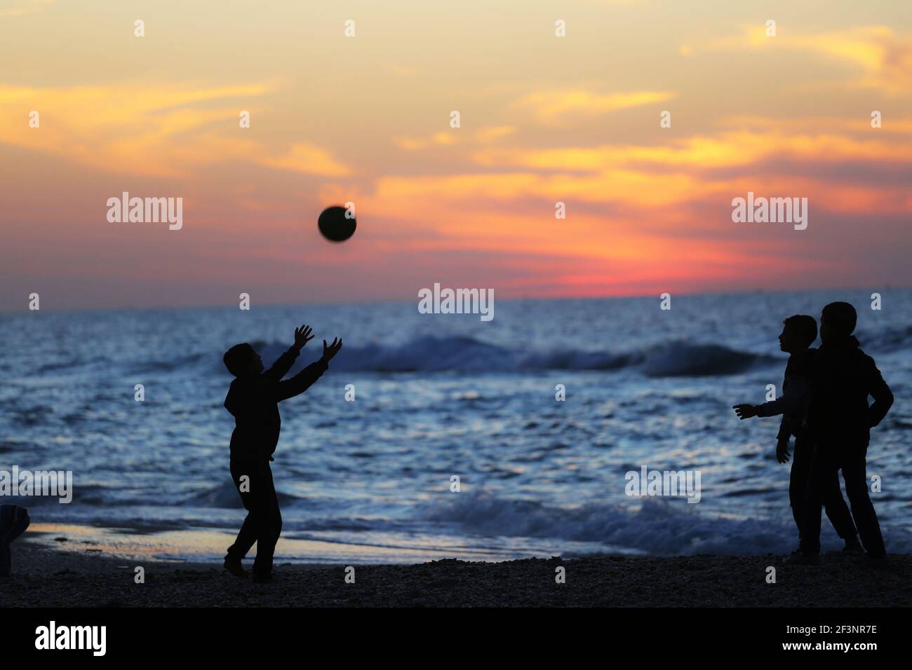 Tägliches Leben bei Sonnenuntergang in Gaza Stockfoto