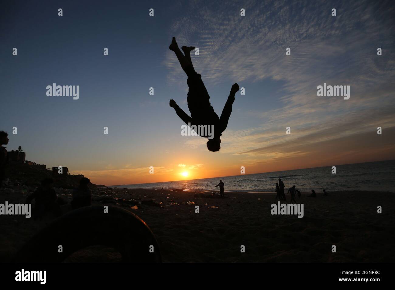 Tägliches Leben bei Sonnenuntergang in Gaza Stockfoto