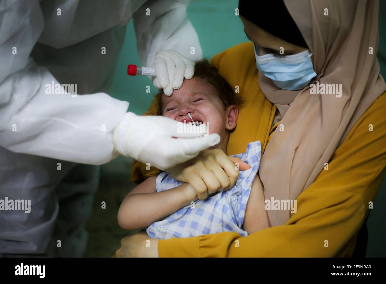 Ausbruch des Coronavirus in Gaza Stockfoto