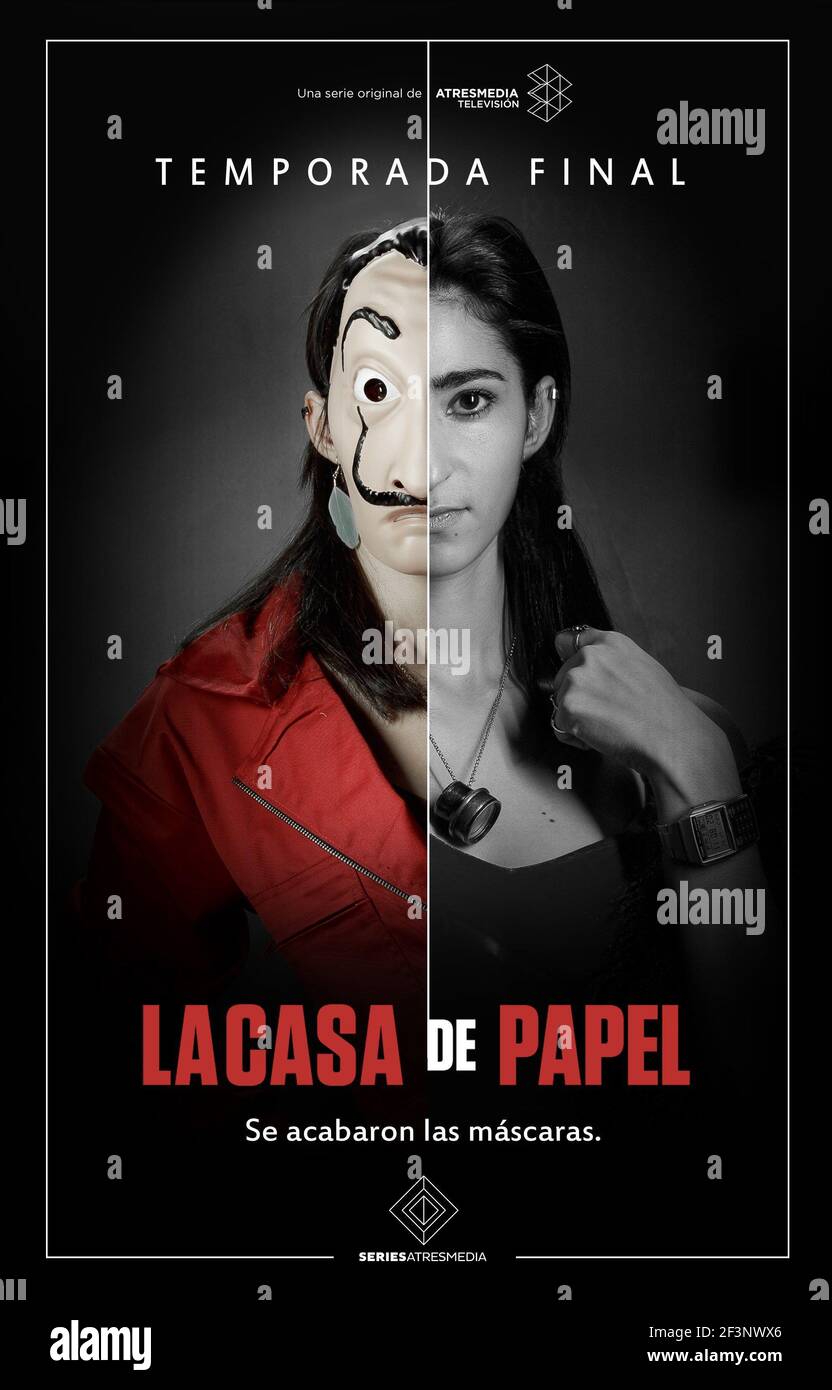 La Casa de Papel Fernsehserie (2017 - ) Spanien 2018 Saison 2 erstellt von  Alex Pina Alba Flores Spanisches Poster Stockfotografie - Alamy