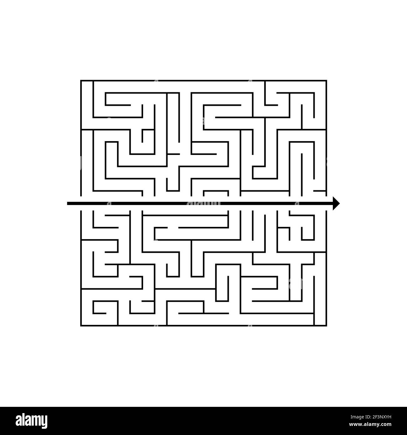 Labyrinth mit einer gerade durchlaufenden Weglinie. Einfache Lösung eines komplexen Problems. Vektorgrafik. Stock Vektor