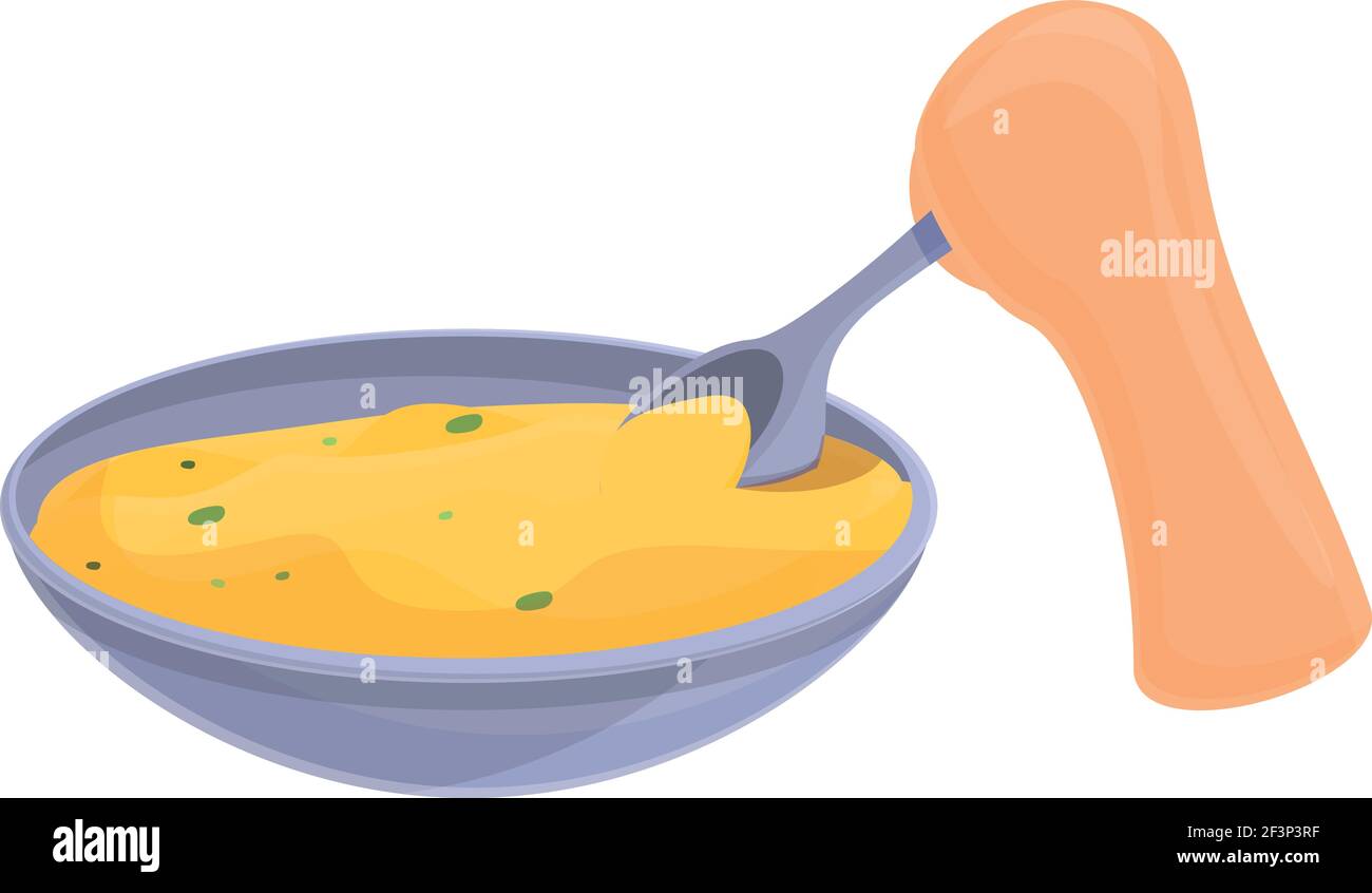 Symbol für Lebensmittel in der Schüssel. Cartoon von Schüssel Lebensmittel Vektor-Symbol für Web-Design isoliert auf weißem Hintergrund Stock Vektor