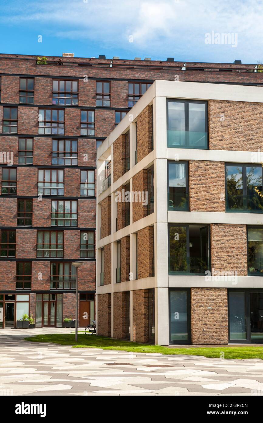 Moderne niederländische Wohnanlage, der Fünen Park, Amsterdam, Niederlande Stockfoto