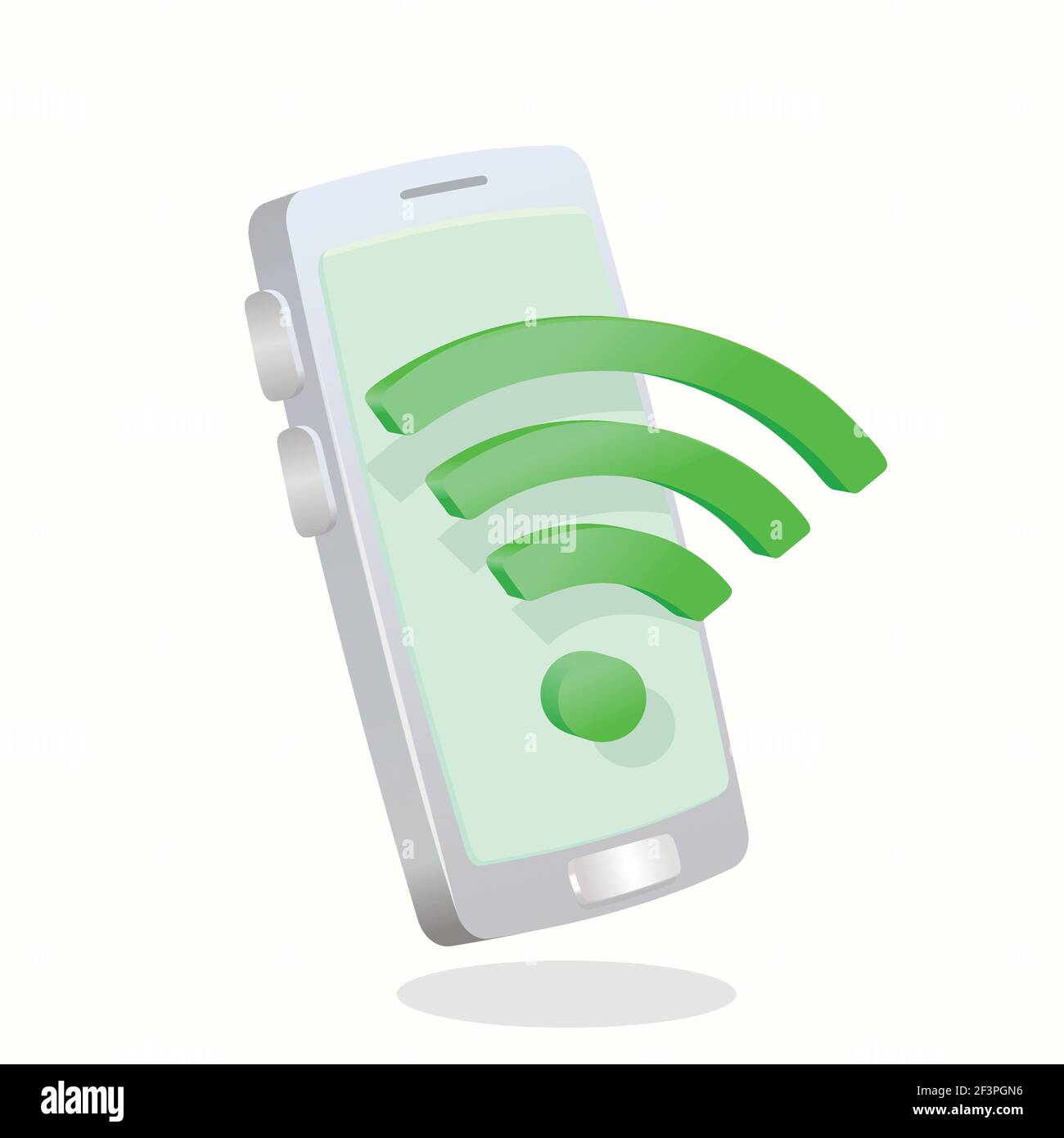 wifi-Symbol vor dem Smartphone 3D - dreidimensional für WiFi-Verbindung Konzept Vektordarstellung. Stock Vektor