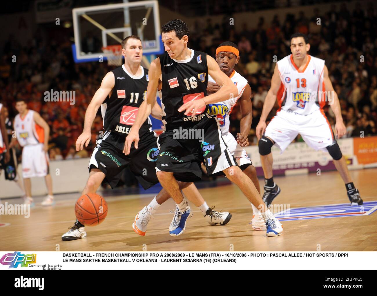 BASKETBALL - FRANZÖSISCHE MEISTERSCHAFT PRO A 2008/2009 - LE MANS (FRA) - 16/10/2008 - FOTO : PASCAL ALLEE / HOT SPORTS / DPPI LE MANS SARTHE BASKETBALL V ORLEANS - LAURENT SCIARRA (16) (ORLEANS) Stockfoto