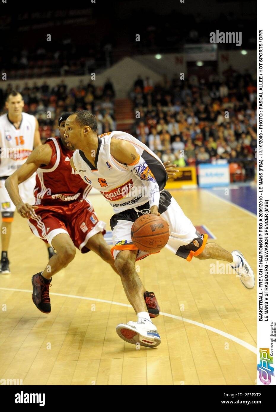 BASKETBALL - FRANZÖSISCHE MEISTERSCHAFT PRO A 2009/2010 - LE MANS (FRA) - 13/10/2009 - FOTO : PASCAL ALLEE / HOT SPORTS / DPPILE MANS V STRASSBURG - DEWARICK SPENCER (MSB) Stockfoto