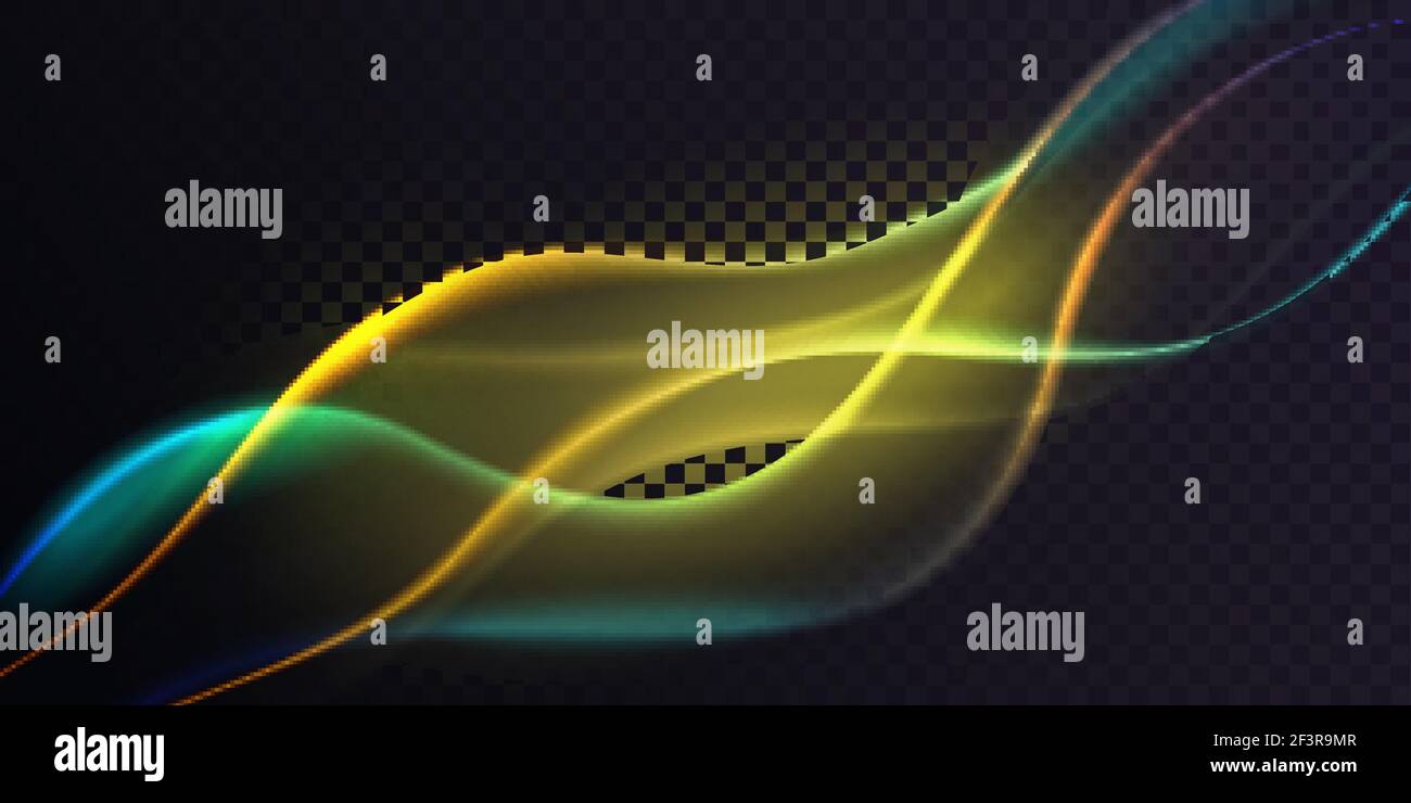 Gradient grüne Neonfarbe Welle, abstrakter Lichteffekt, dynamische weiche Gradient Stream Bewegung Stock Vektor
