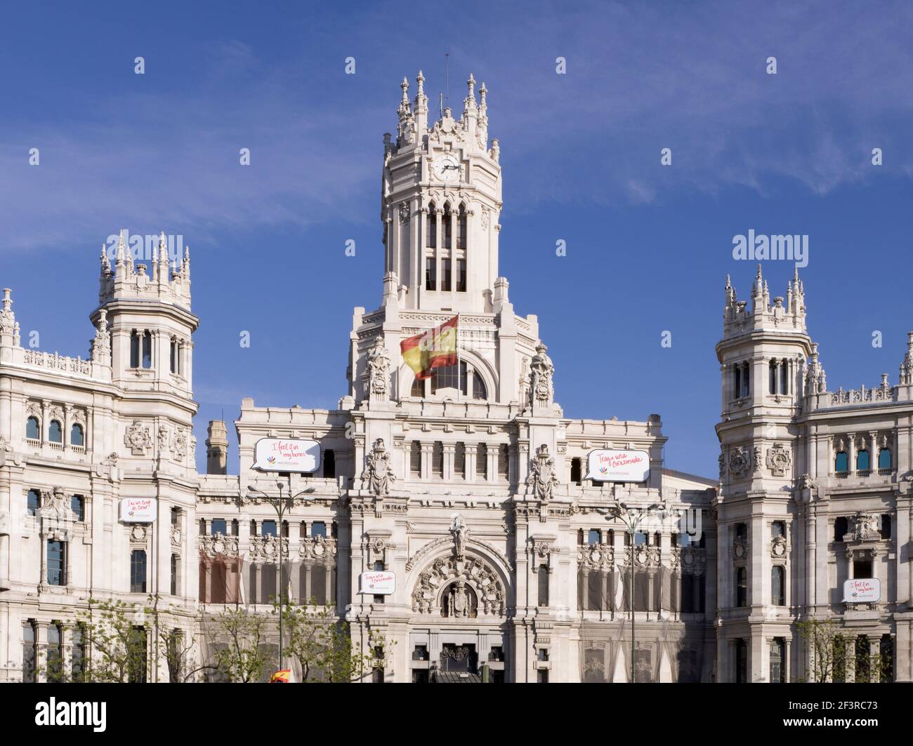 Cibeles Palace (früher Communications Palace genannt), erbaut von Antonio Palacios Ramilo, Plaza de Cibeles, Madrid, Spanien. Stockfoto