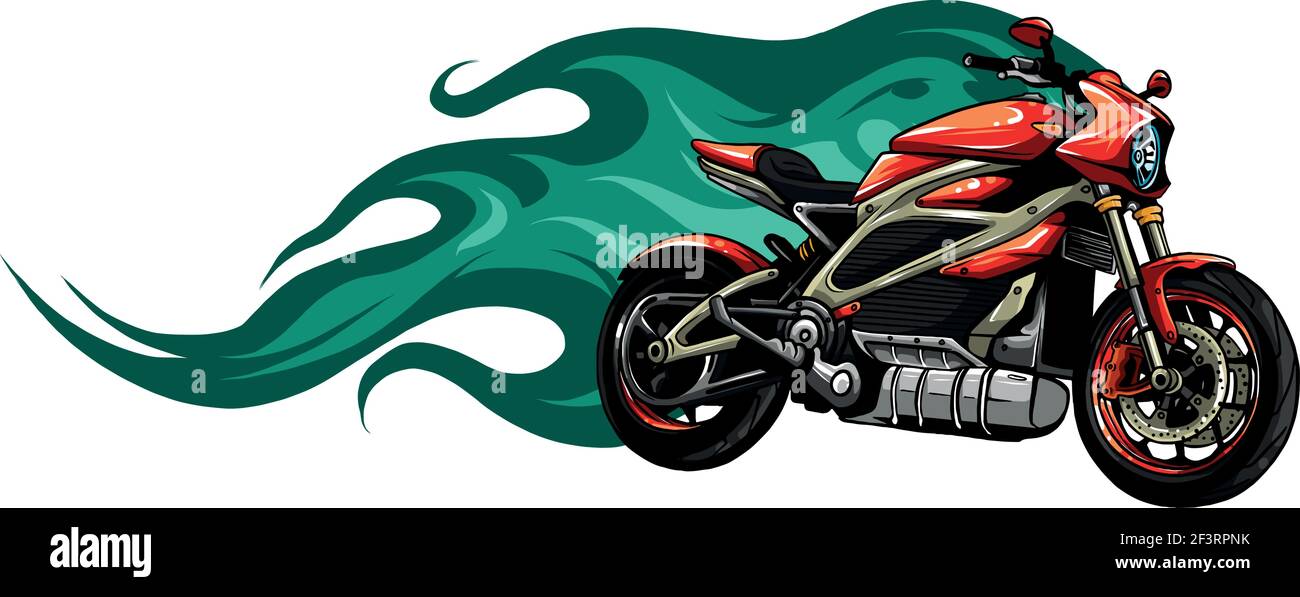 vektor-Illustration von feurigen roten Motorrad-Design Stock Vektor