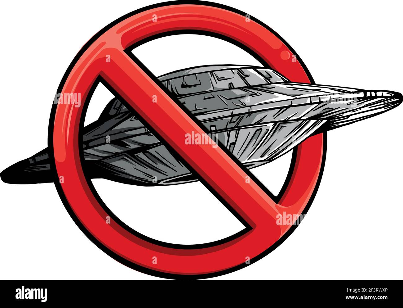 ufo mit Symbol für Ban Vektor Illustration Stock Vektor