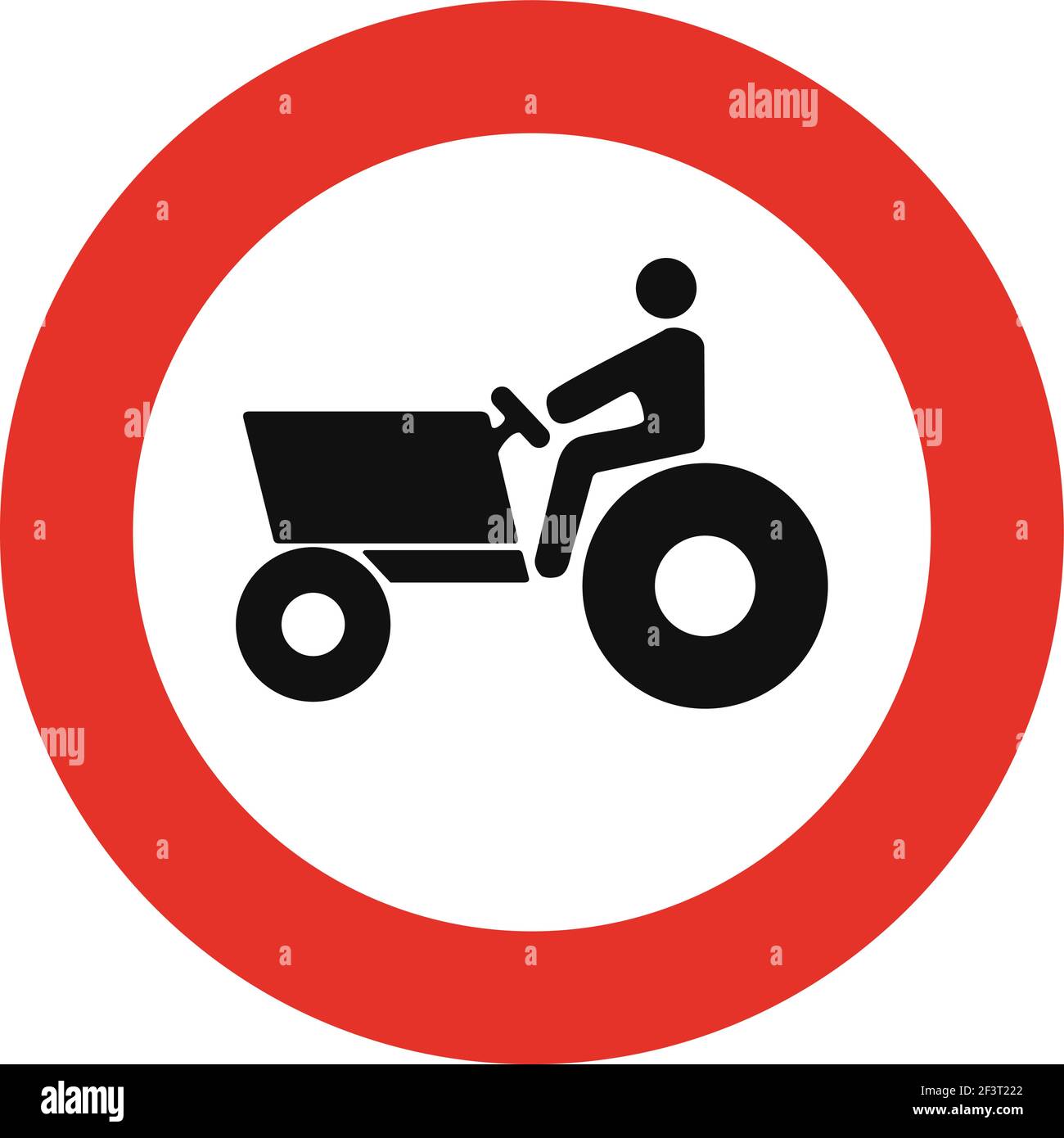 Gerundetes Verkehrssignal in weiß und rot, isoliert auf weißem Hintergrund. Einreise für landwirtschaftliche Kraftfahrzeuge verboten Stock Vektor