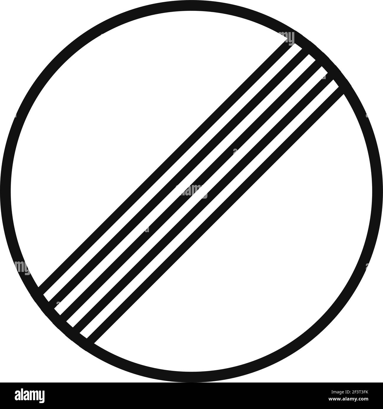 Gerundetes Verkehrssignal in schwarz-weiß, isoliert auf weißem Hintergrund. Ende der Verbote Stock Vektor