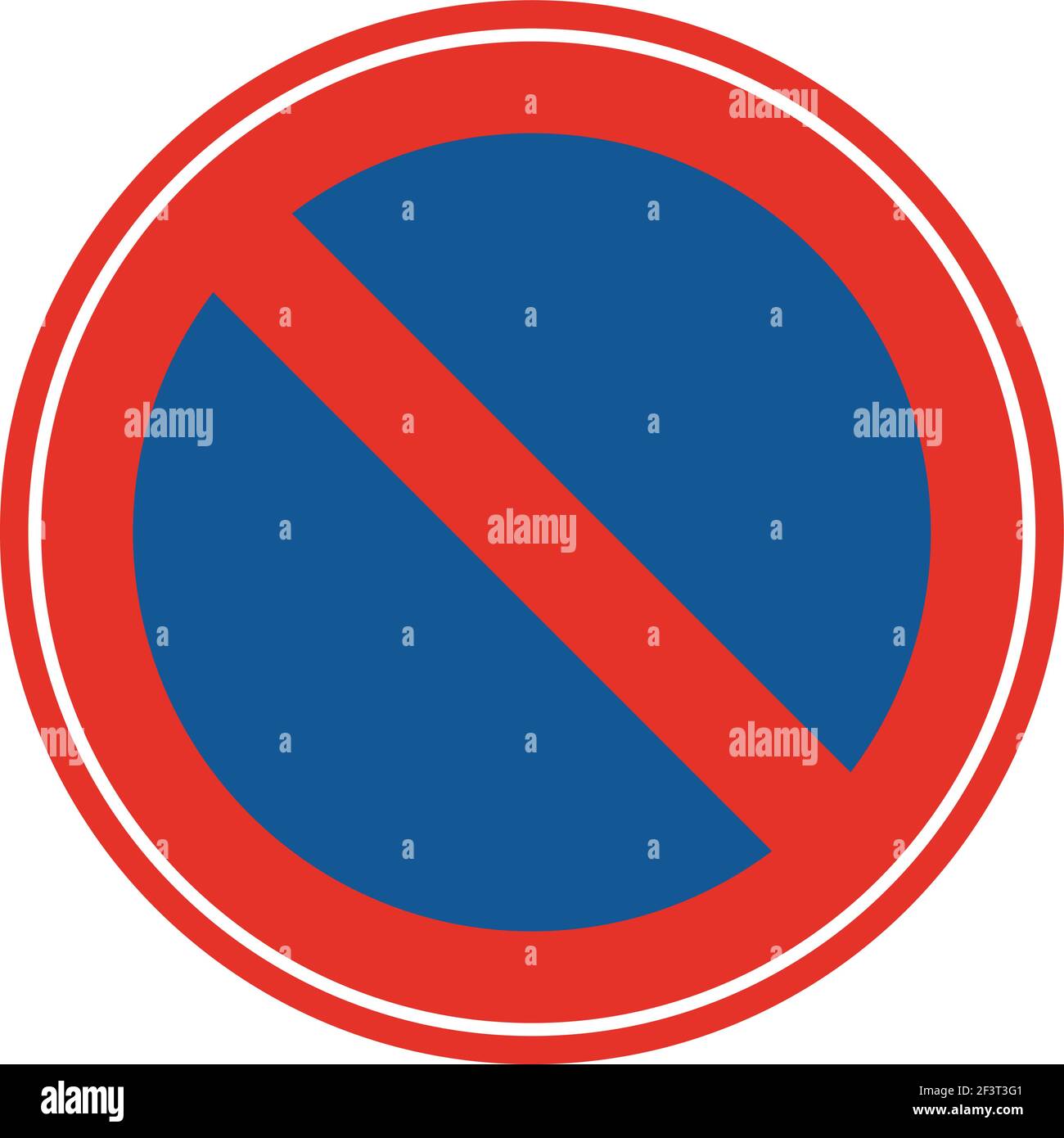 Gerundetes Verkehrssignal in blau und rot, isoliert auf weißem Hintergrund. Parken verboten Stock Vektor
