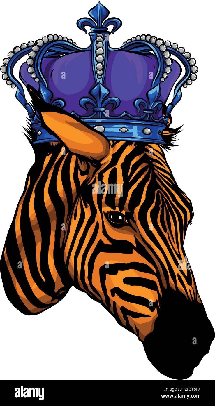 Yelow Kopf Zebra mit Krähenvektor Illustration Stock Vektor