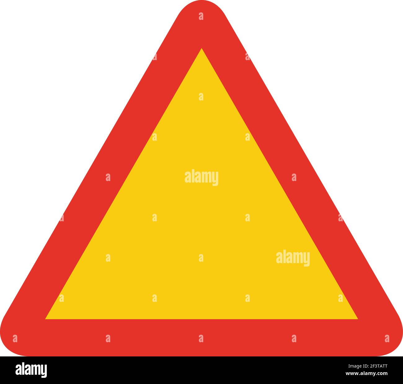 Dreieckiges Verkehrssignal in gelb und rot, isoliert auf weißem Hintergrund. Temporäres Warnsignal Stock Vektor