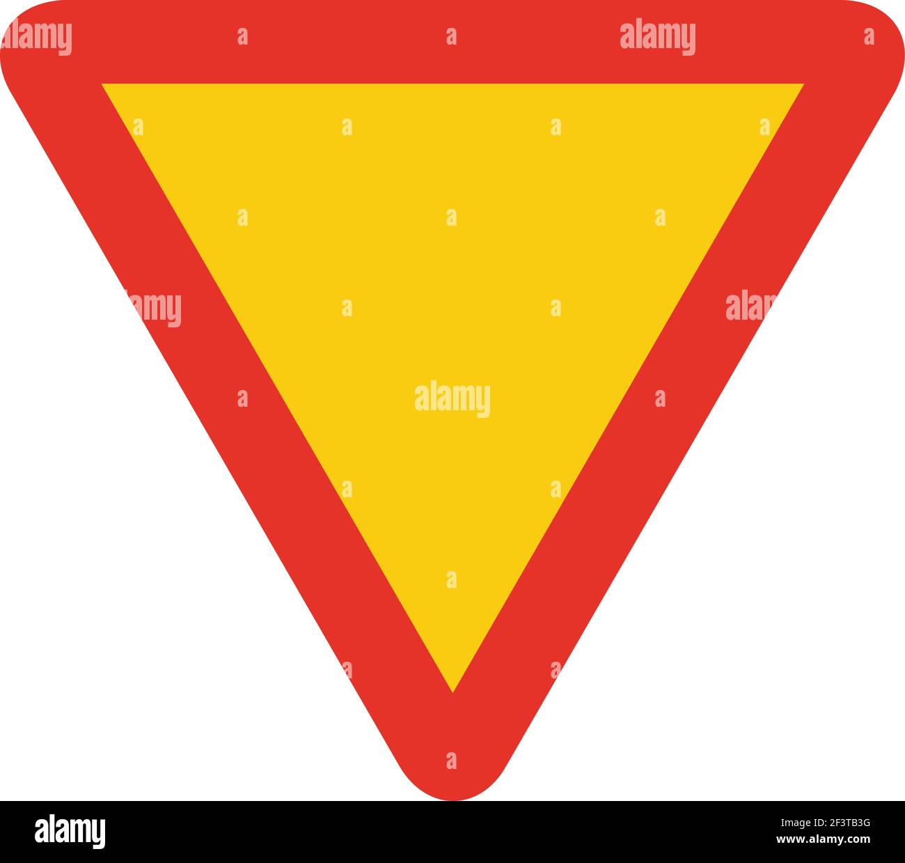 Dreieckiges Verkehrssignal in gelb und rot, isoliert auf weißem Hintergrund. Temporäres Ertragszeichen Stock Vektor
