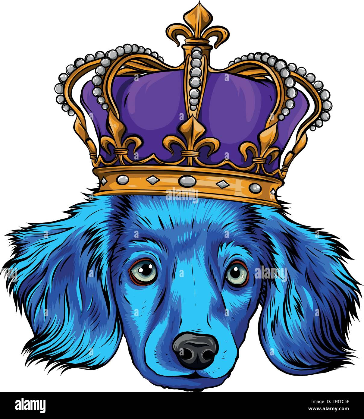 Krone auf Kopf Welpe Hund Vektor-Illustration Stock Vektor