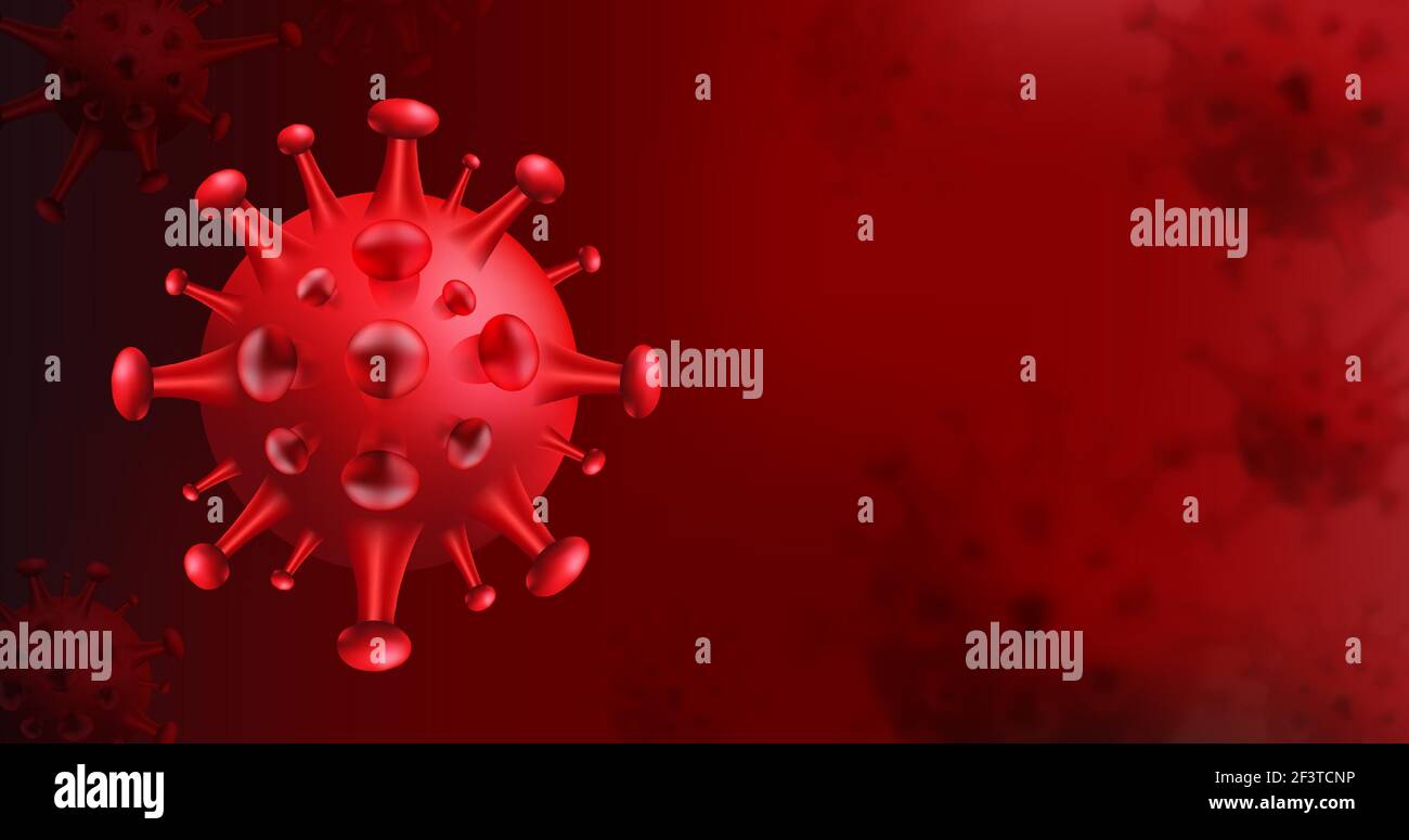 Hintergrund der Coronavirus-Grippe. Gefahr öffentliche Gesundheit Risiko Krankheit. Grippeausbruch. Das pandemische Konzept mit realistischen Viruszellen. Abstrakter Vektor. Stock Vektor