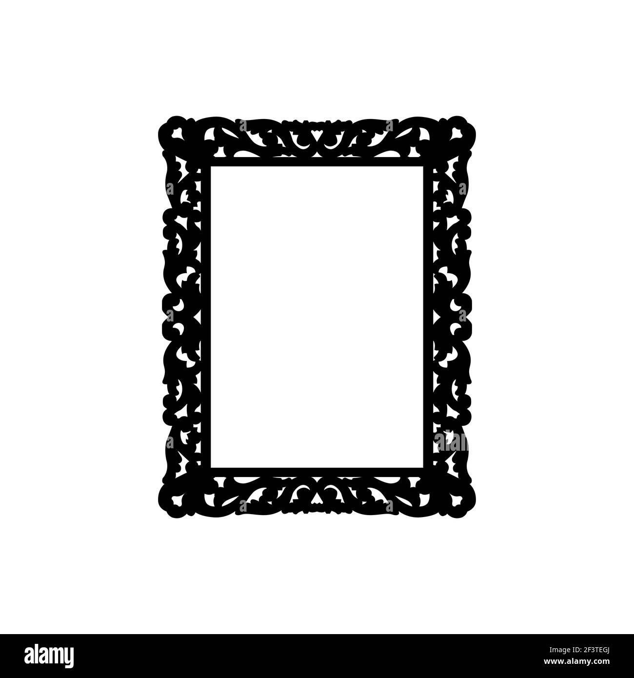 Rechteckiger eleganter klassischer Rahmen. Schwarze Silhouette. Vektorgrafik Stock Vektor