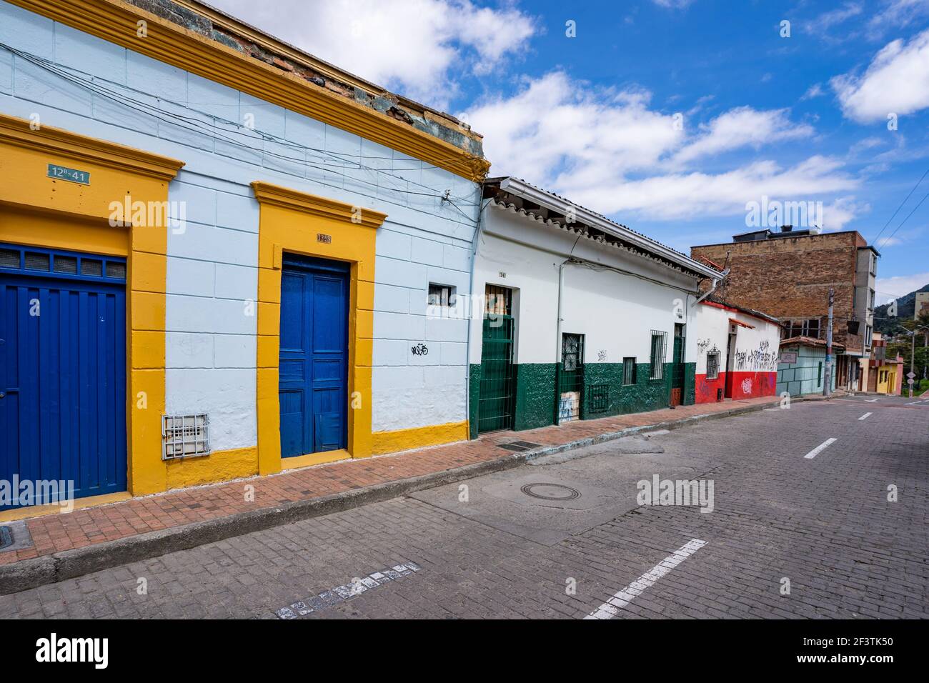 Kolonialarchitektur typisch, la Candelaria, Bogota, Kolumbien Stockfoto