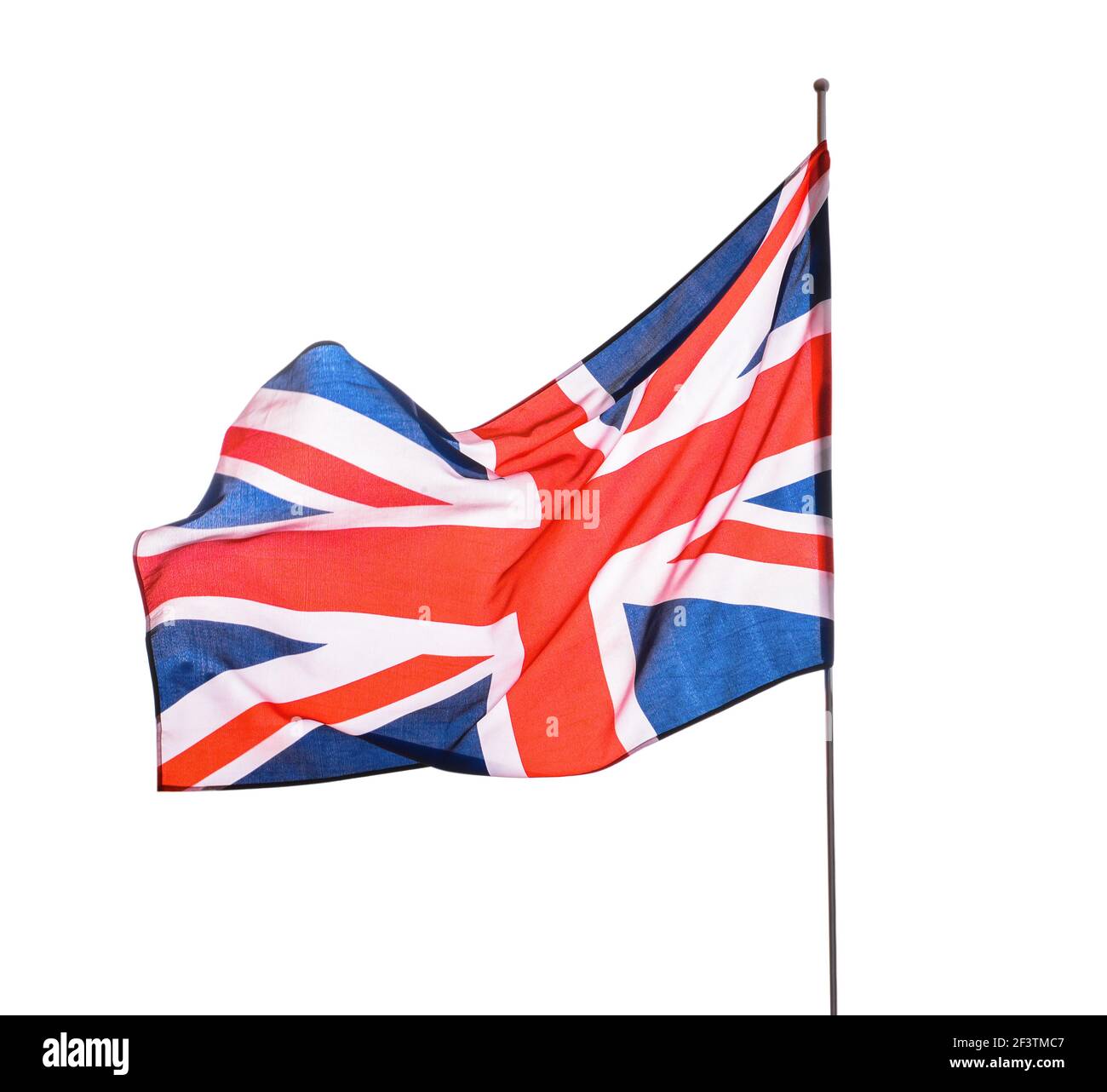 Die Nationalflagge des Vereinigten Königreichs auf weißem Hintergrund Stockfoto