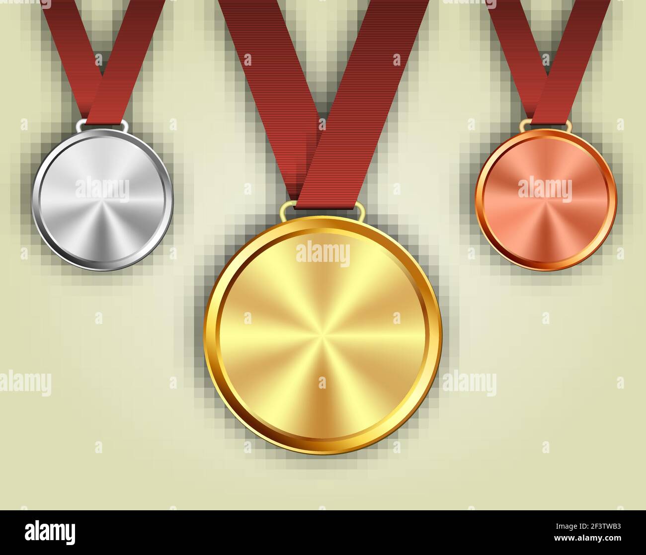 Set aus Gold, Silber und Bronze Medaillen Stock Vektor