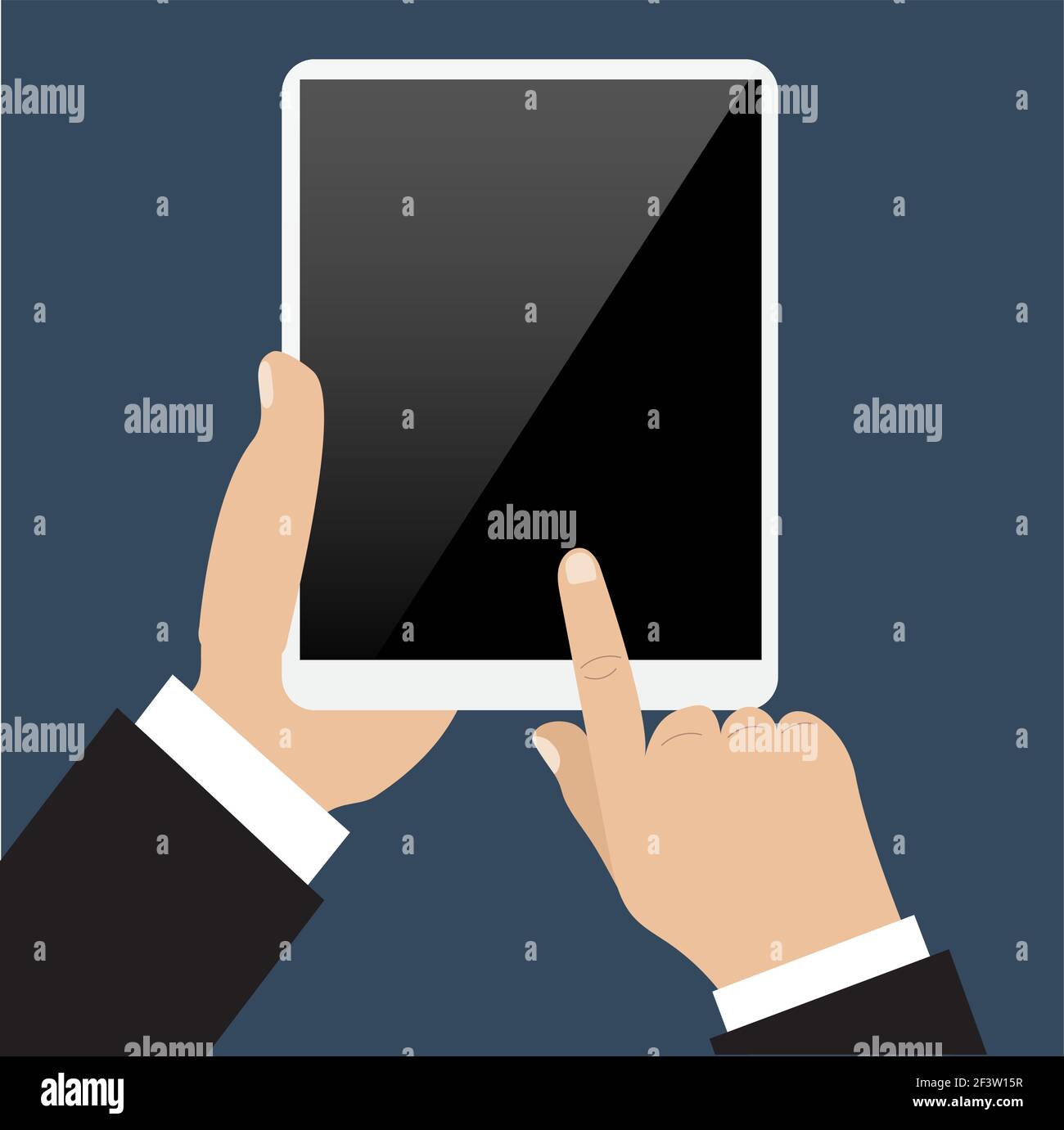 Business-Mann hält und verwaltet Tablet-computer Stock Vektor