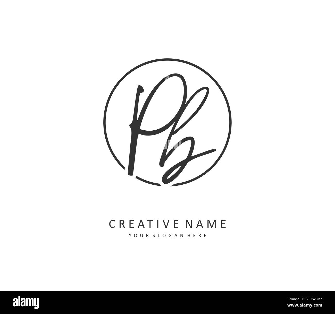 P B PB Anfangsbuchstabenhandschrift und Signaturlogo. Ein Konzept handschriftlich Initiallogo mit Template-Element. Stock Vektor