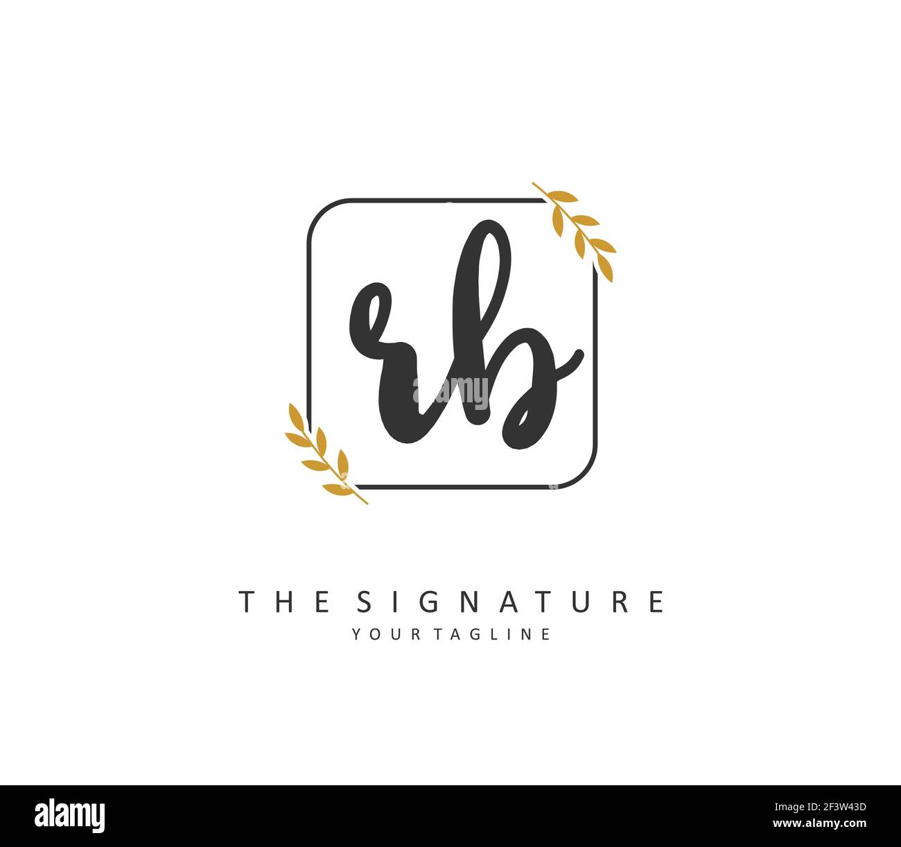 R B RB Anfangsbuchstabenhandschrift und Unterschriftenlogo. Ein Konzept handschriftlich Initiallogo mit Template-Element. Stock Vektor
