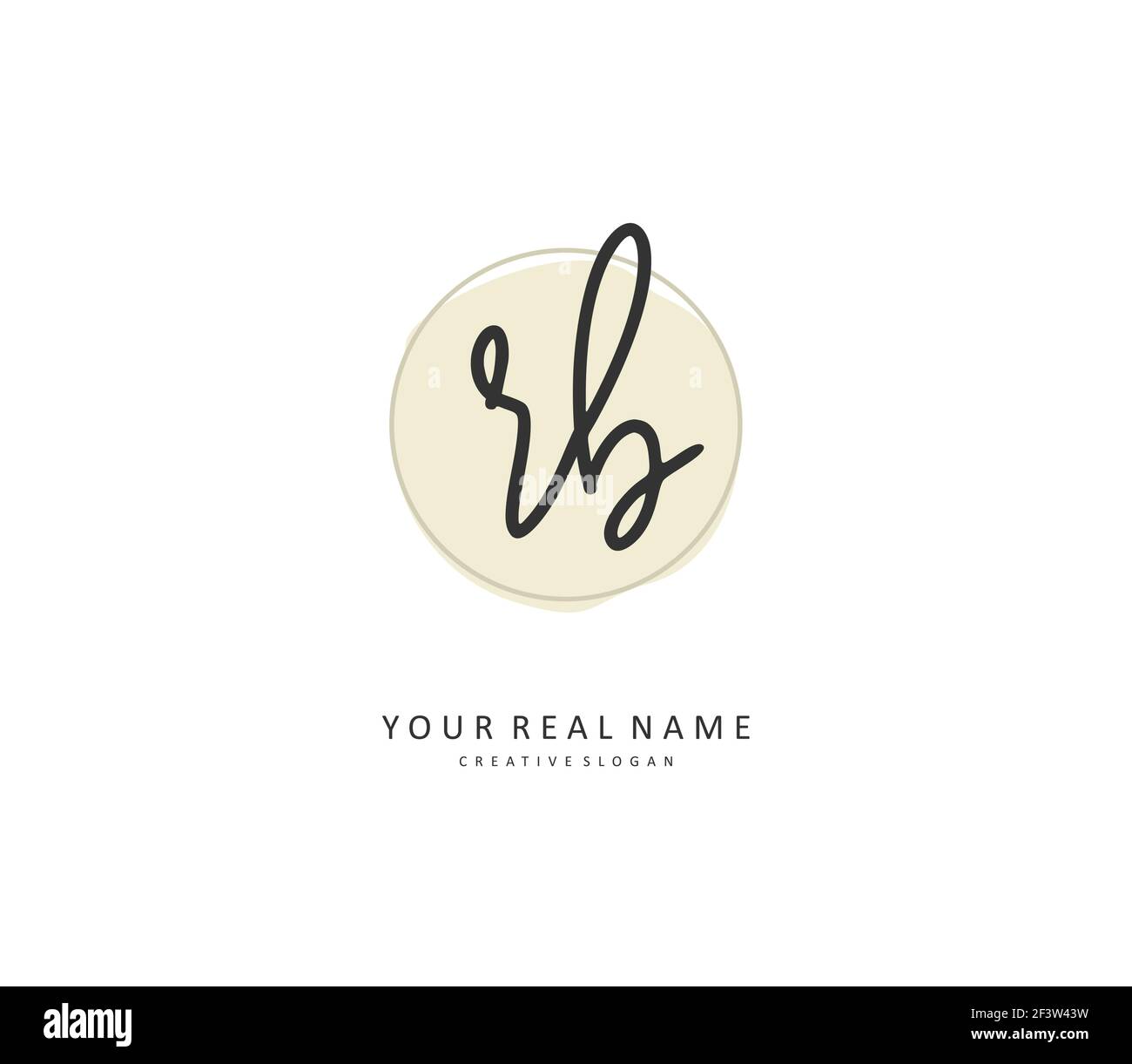 R B RB Anfangsbuchstabenhandschrift und Unterschriftenlogo. Ein Konzept handschriftlich Initiallogo mit Template-Element. Stock Vektor