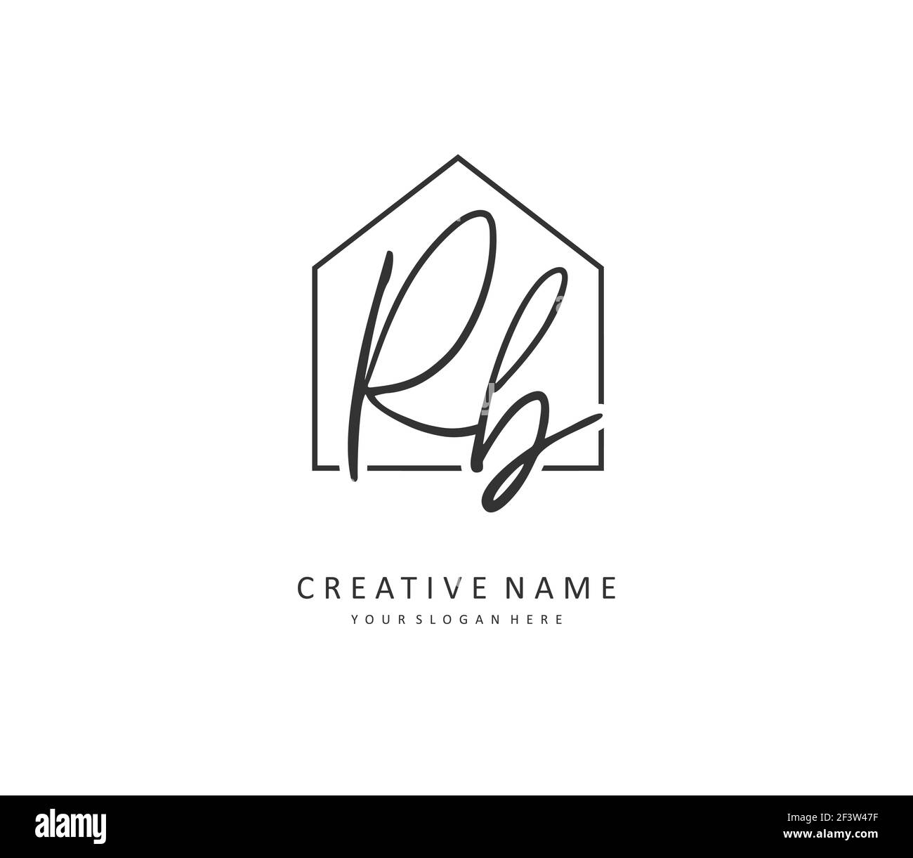 R B RB Anfangsbuchstabenhandschrift und Unterschriftenlogo. Ein Konzept handschriftlich Initiallogo mit Template-Element. Stock Vektor