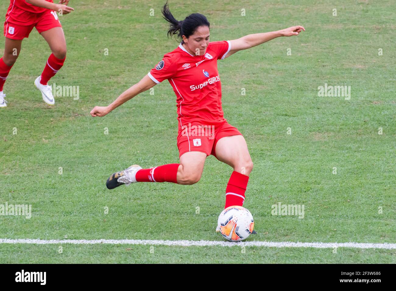 Buenos Aires, Argentinien. März 2021, 17th. Diana Ospina (#4 America de Cali) während des Spiels zwischen Corinthians und America de Cali im Nuevo Francisco Urbano Stadion in Moron, Buenos Aires, Argentinien. Kredit: SPP Sport Presse Foto. /Alamy Live Nachrichten Stockfoto