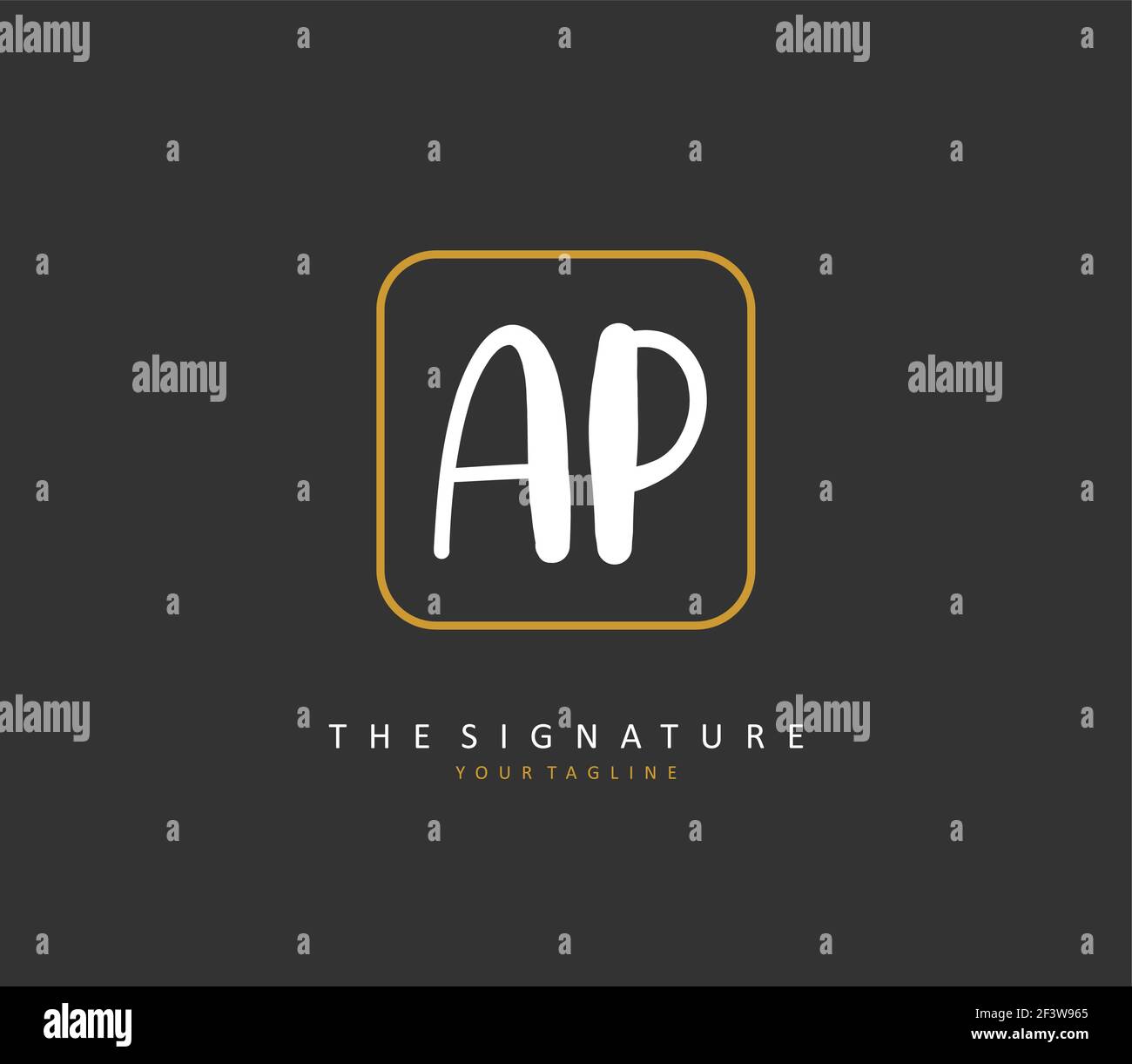AP-Anfangsbuchstaben und Signaturlogo. Ein Konzept handschriftlich Initiallogo mit Template-Element. Stock Vektor