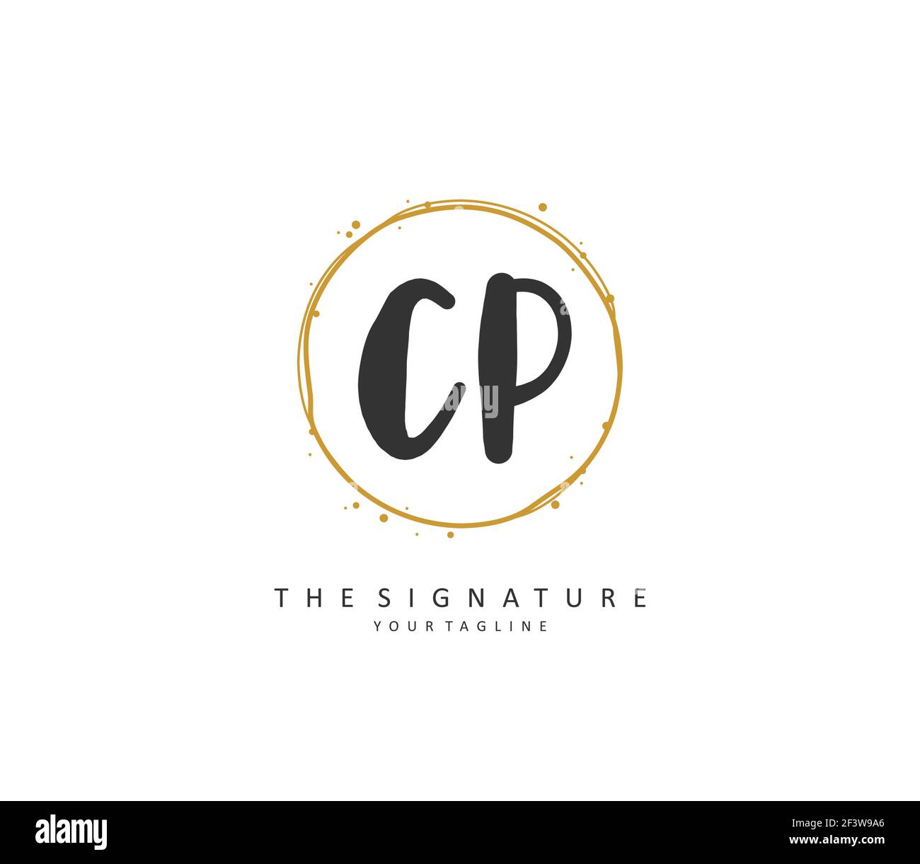 CP Initial Letter Handschrift und Signature Logo. Ein Konzept handschriftlich Initiallogo mit Template-Element. Stock Vektor