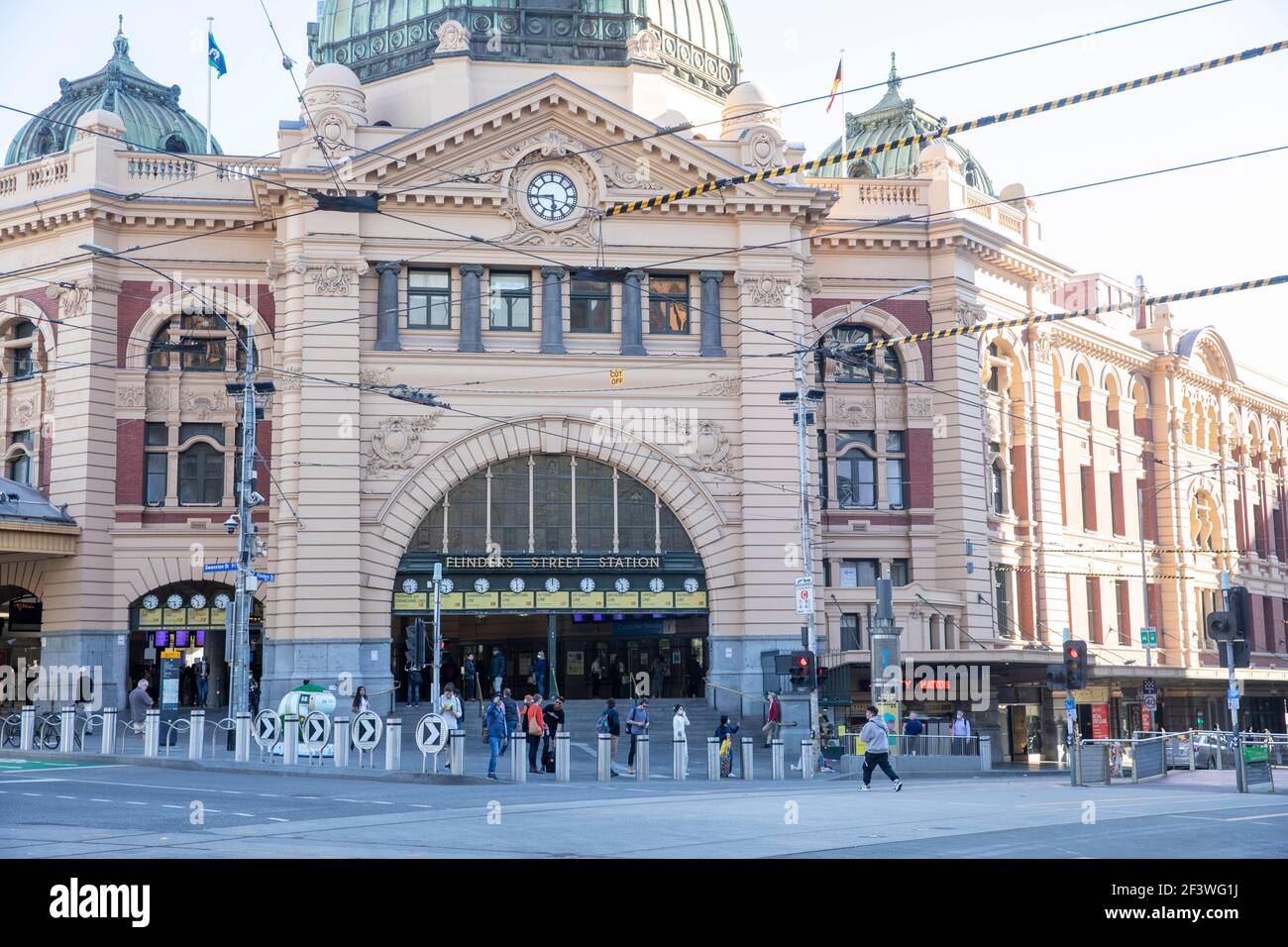 Bahnhof Melbourne Flinders Street im Stadtzentrum von Melbourne, Victoria, Australien Stockfoto