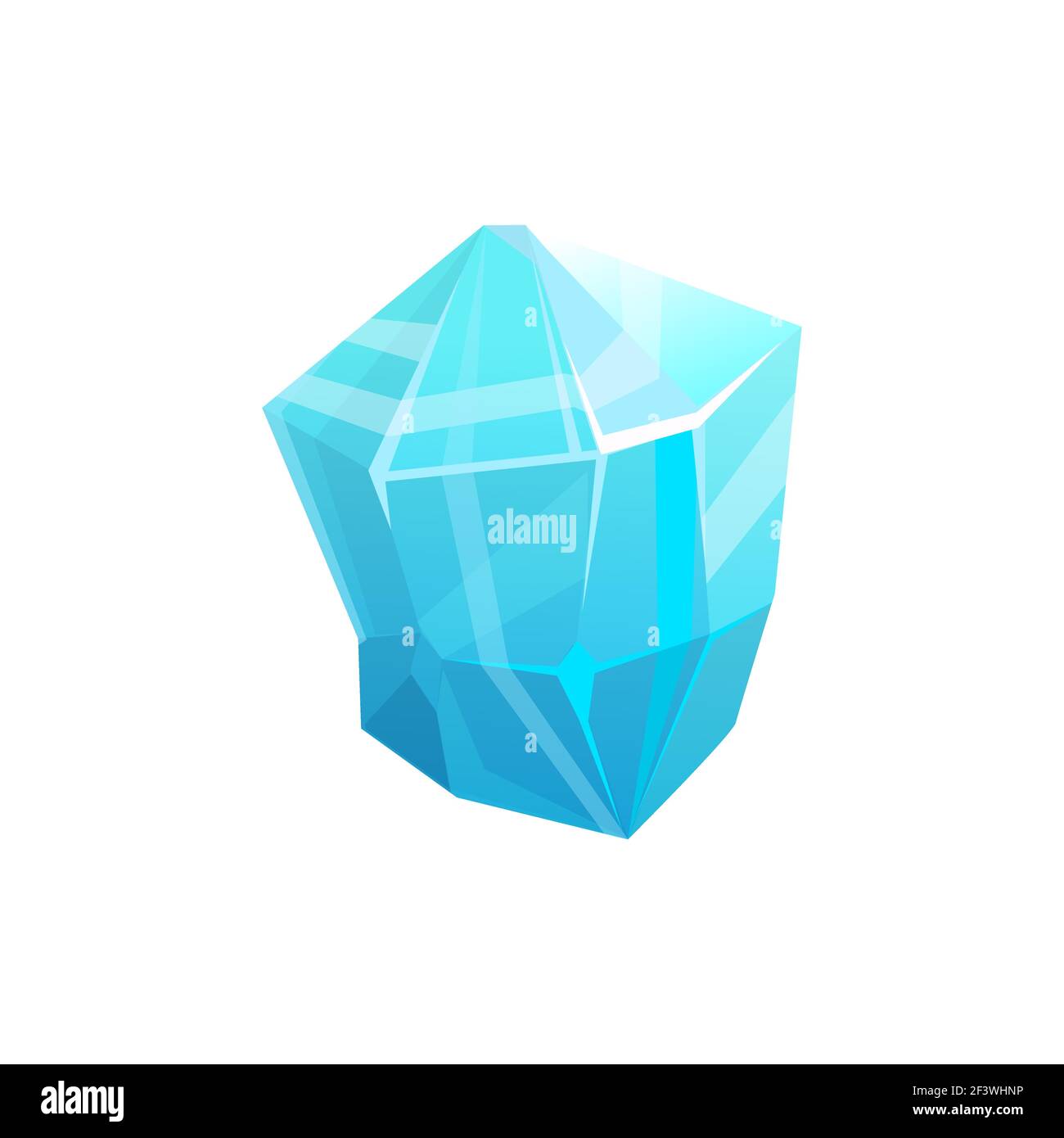 Eiskristall-Felsen, Eisberg oder gefrorenes Glas und blauer Schneegletscher, Vektor-Symbol. Isoliertes kaltes Frostgestein oder gefrorenes Eiszapfen, eisiger Eisstückblock Stock Vektor